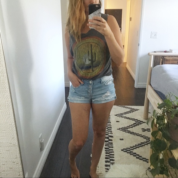 Distressed Button Up Cutoff Jean Shorts Size 0 - Picture 3 of 6